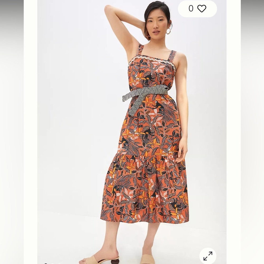 Nwot Anthropologie Corey Lynn Calter Flounced Midi Dress
 $198 boho monkey tiger